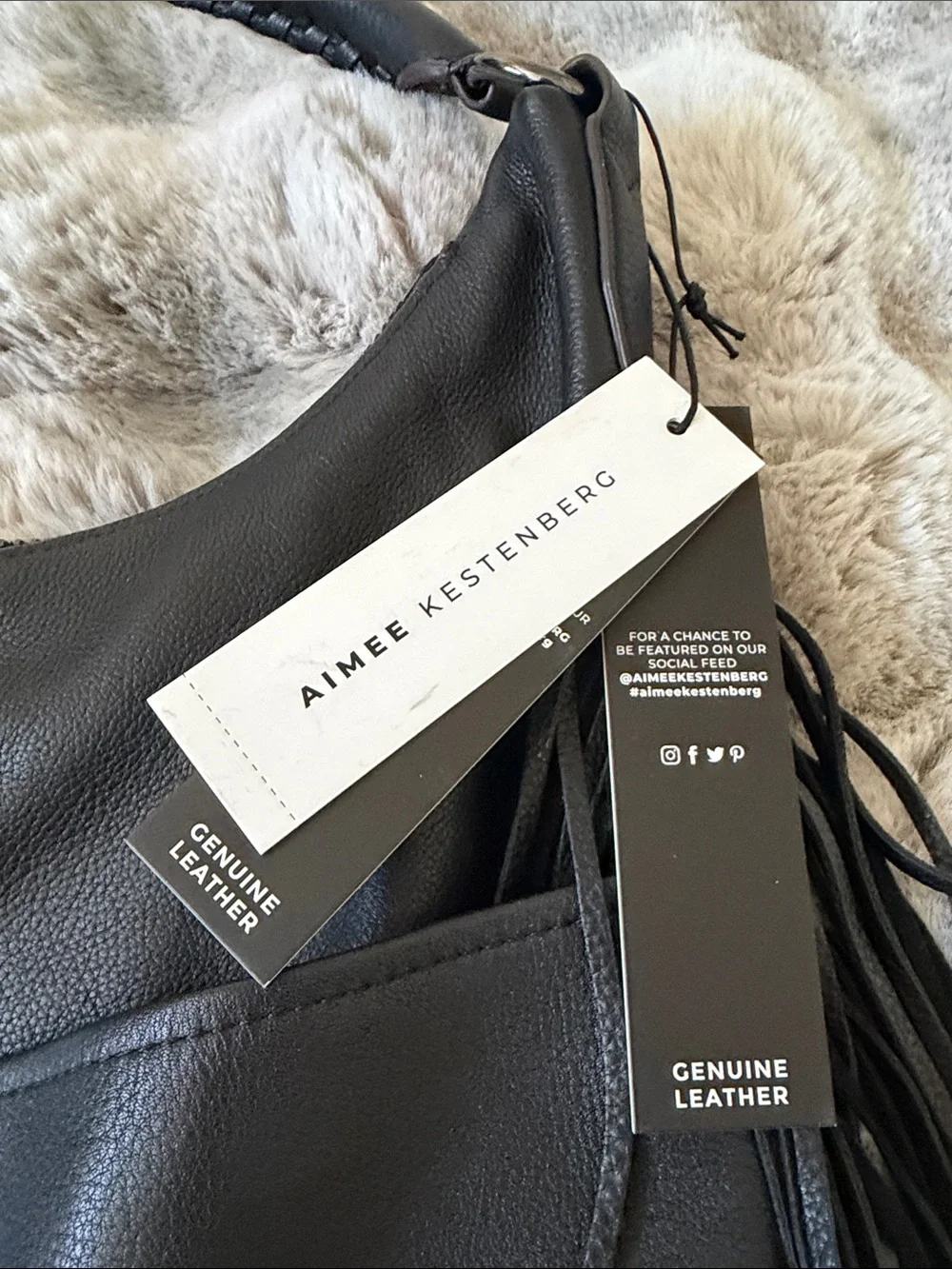 Aimee Kestenberg Black Leather Fringe Hobo